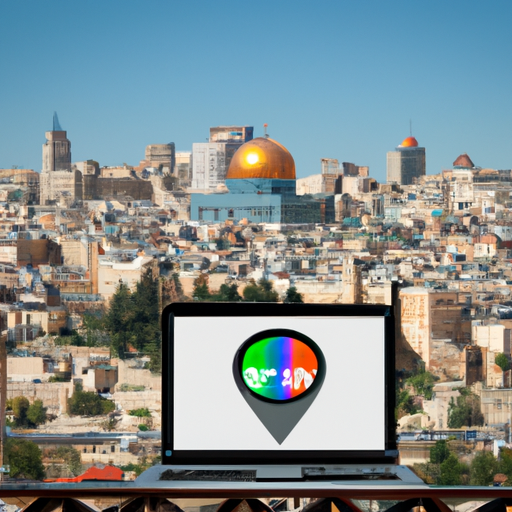 תמונה של קו הרקיע של ירושלים עם אייקון קידום אתרים בחזית.