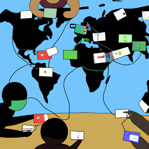 איור של אנשים ממקומות שונים בעולם מתחברים באמצעות משחקי קלפים מקוונים