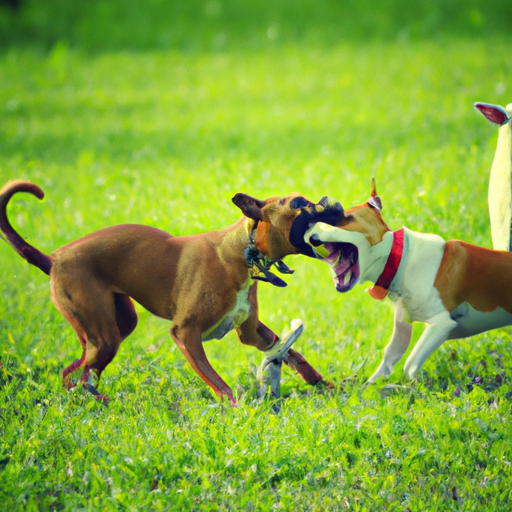 7. תמונה של כלבים משחקים בפארק, המתארת צורות שונות של תרגיל כלבים.